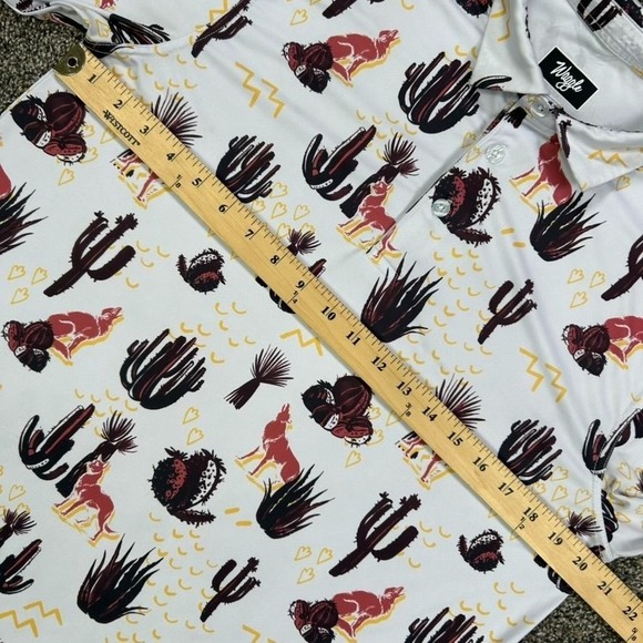 Waggle Desert Cactus Coyote Polo Shirt Mens Medium Gold‎ Canyon Short Sleeve - Picture 6 of 9